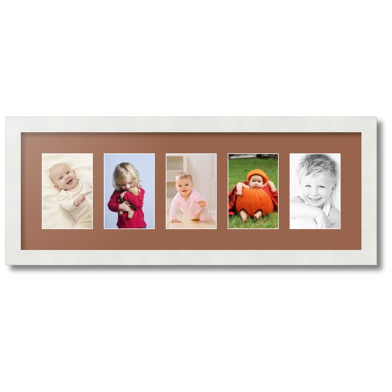 ArtToFrames Collage Photo Picture Frame with 5 - 4x6 inch Openings, Framed in White with Over 62 Mat Color Options and Plexi Glass (CSM-3966-153)